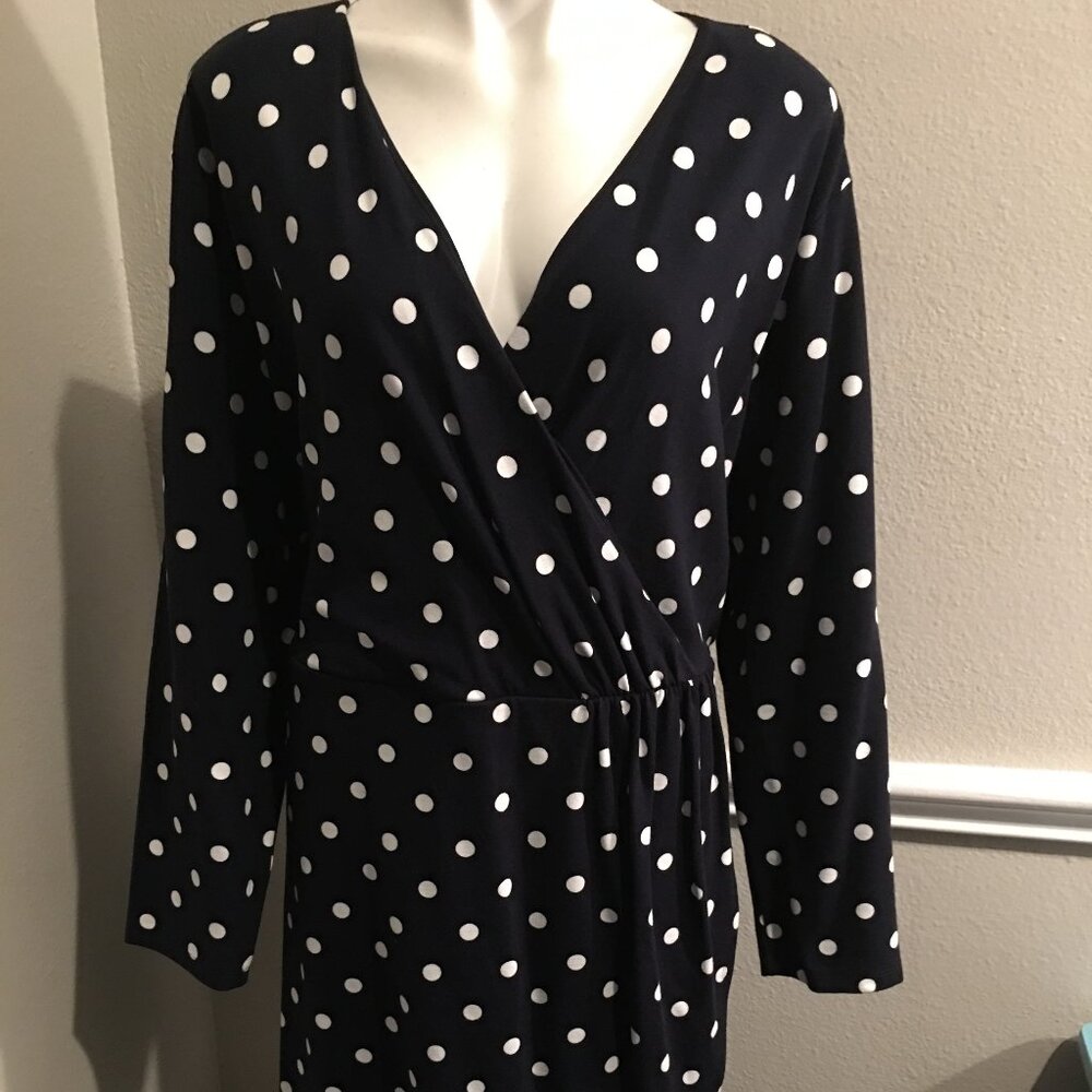 The Loft Black & White Polka Dot Dress 1X  New